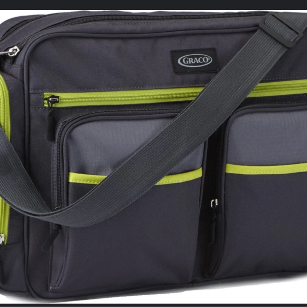 Graco Gray and Green Baby Bag with Modern Design